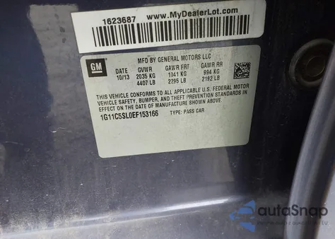 2014 Chevrolet Malibu 1Lt из США, поврежденный, VIN 1G11C5SL0EF153166